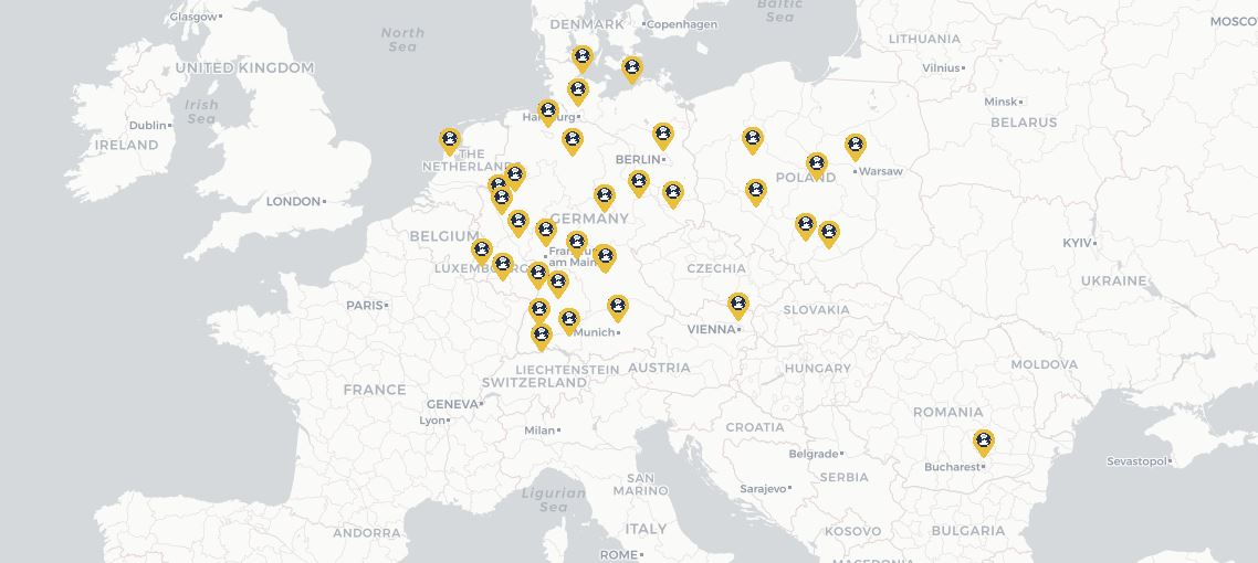 Map of planned Article 13 protests